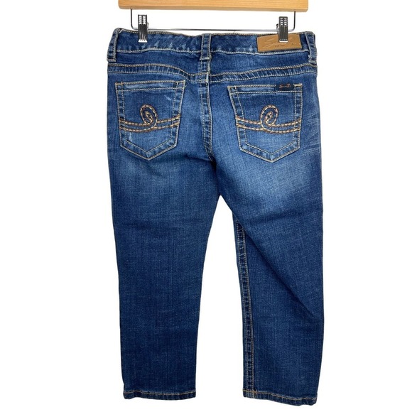 7 Seven Blue Jeans Cropped Womens Size 6 Stretch Thick Stitch Y2K Dark Wash - Picture 3 of 9